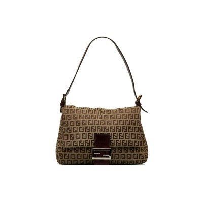 FENDI ZUCHINNO CANVAS AND LEATHER FF ZIP SHOULDER 890TYHTTNIOI66CE (33*19*8cm)